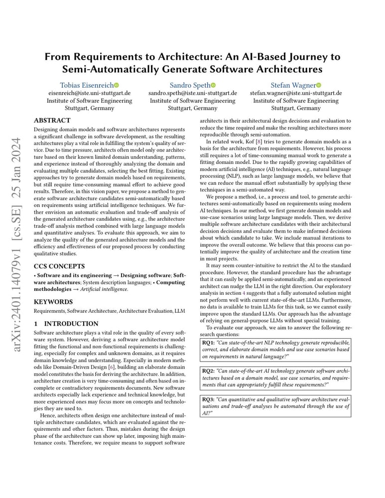 Первая страница whitepaper From Requirements to Architecture